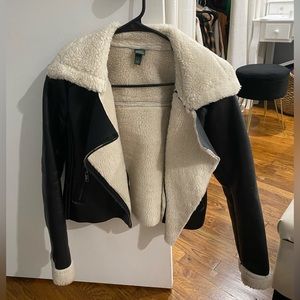 Faux sherpa leather jacket